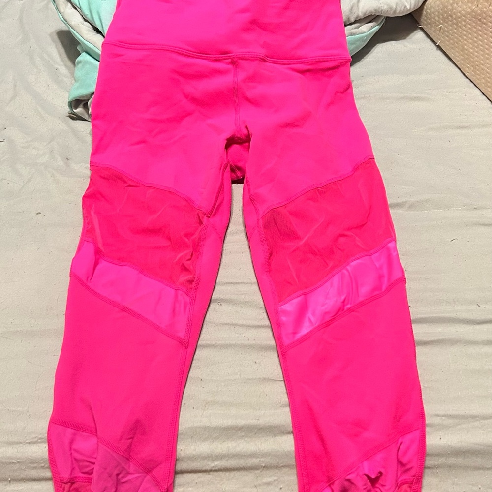 Fabletics Pink Leggings with Mesh Panels